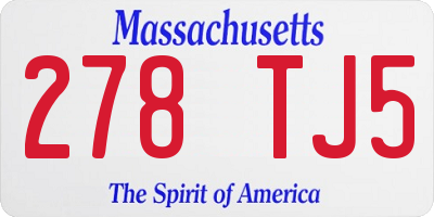 MA license plate 278TJ5