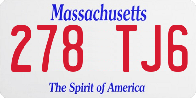 MA license plate 278TJ6