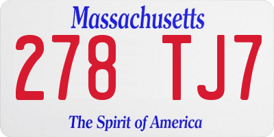 MA license plate 278TJ7