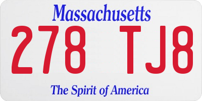 MA license plate 278TJ8