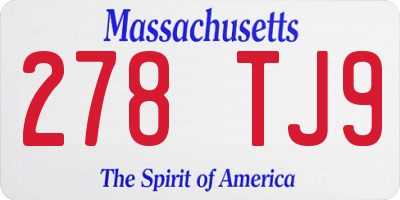 MA license plate 278TJ9