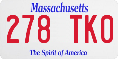 MA license plate 278TK0