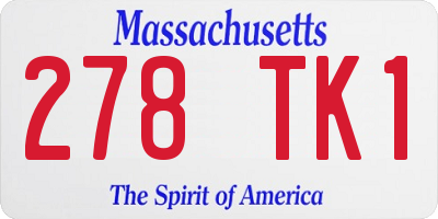 MA license plate 278TK1