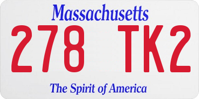 MA license plate 278TK2
