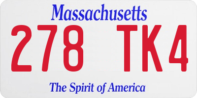 MA license plate 278TK4