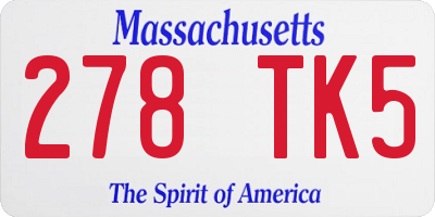 MA license plate 278TK5