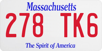 MA license plate 278TK6