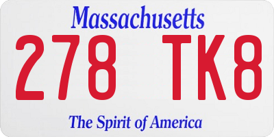 MA license plate 278TK8