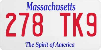 MA license plate 278TK9