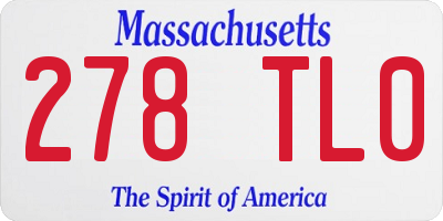 MA license plate 278TL0