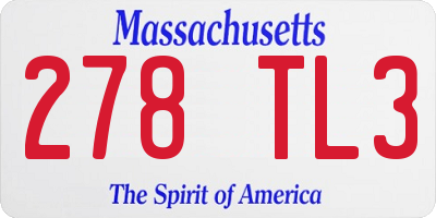 MA license plate 278TL3