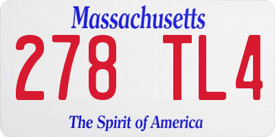 MA license plate 278TL4