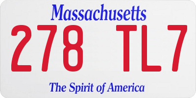 MA license plate 278TL7