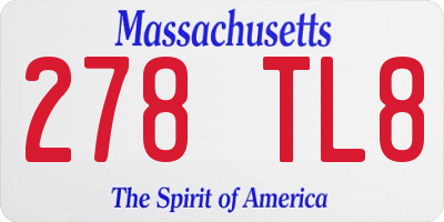 MA license plate 278TL8