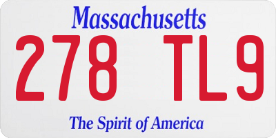 MA license plate 278TL9