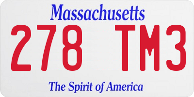 MA license plate 278TM3