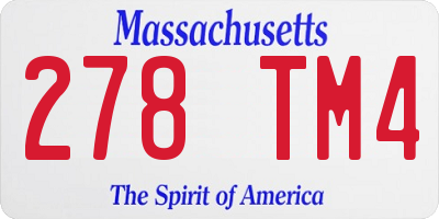 MA license plate 278TM4