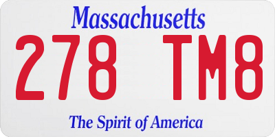 MA license plate 278TM8