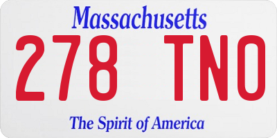 MA license plate 278TN0