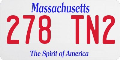 MA license plate 278TN2