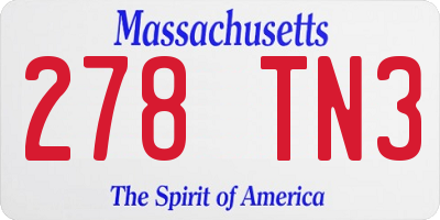 MA license plate 278TN3
