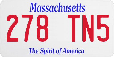 MA license plate 278TN5