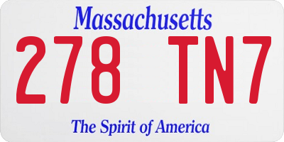MA license plate 278TN7