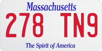 MA license plate 278TN9