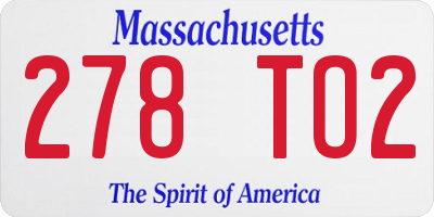 MA license plate 278TO2