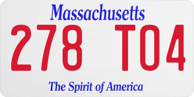 MA license plate 278TO4
