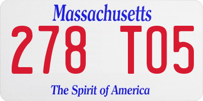 MA license plate 278TO5