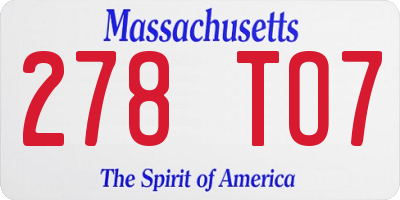 MA license plate 278TO7