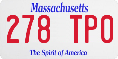 MA license plate 278TP0