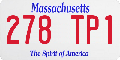 MA license plate 278TP1
