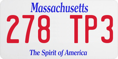 MA license plate 278TP3
