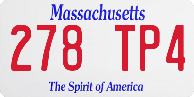 MA license plate 278TP4