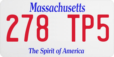 MA license plate 278TP5