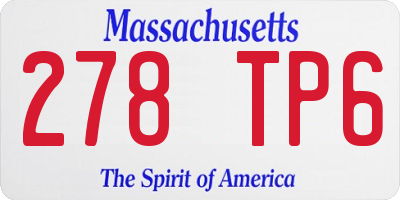 MA license plate 278TP6
