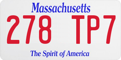 MA license plate 278TP7