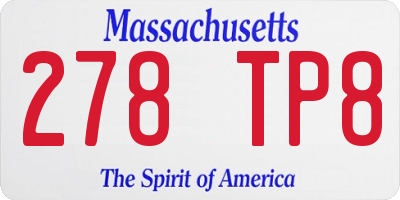 MA license plate 278TP8