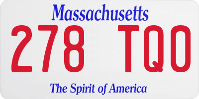 MA license plate 278TQ0