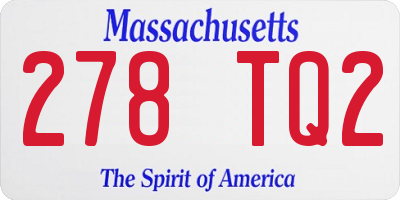 MA license plate 278TQ2