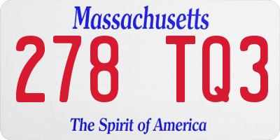 MA license plate 278TQ3