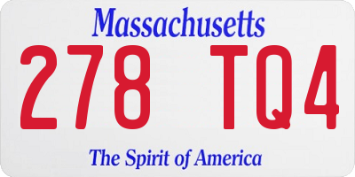 MA license plate 278TQ4
