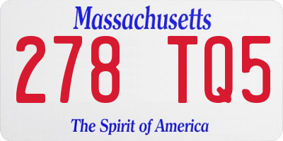 MA license plate 278TQ5