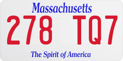 MA license plate 278TQ7