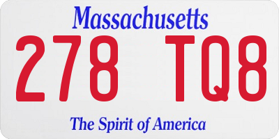 MA license plate 278TQ8