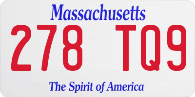 MA license plate 278TQ9