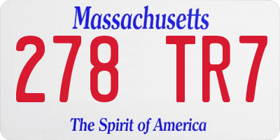 MA license plate 278TR7