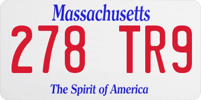 MA license plate 278TR9